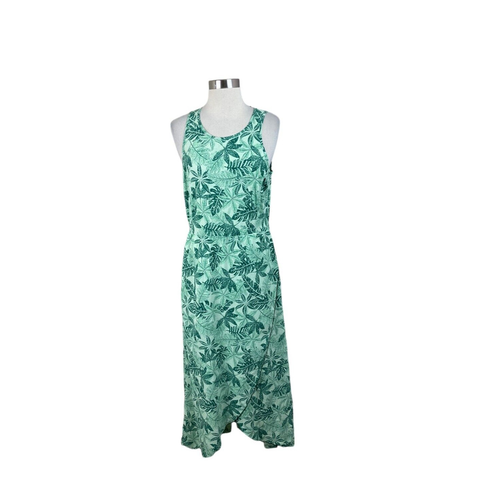 Toad&Co Sunkissed Maxi Dress Green Print Keyhole Back Sleeveless Women’s Medium